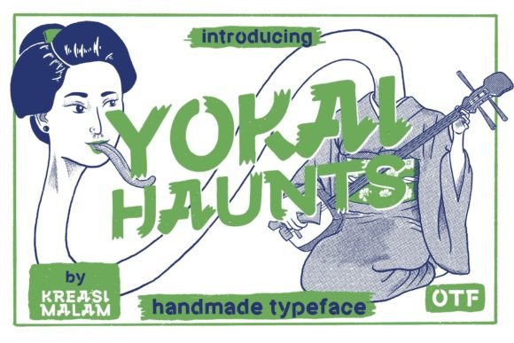 Yokai Haunts: A Handmade Display Font with Japanese Flair for Bold Branding